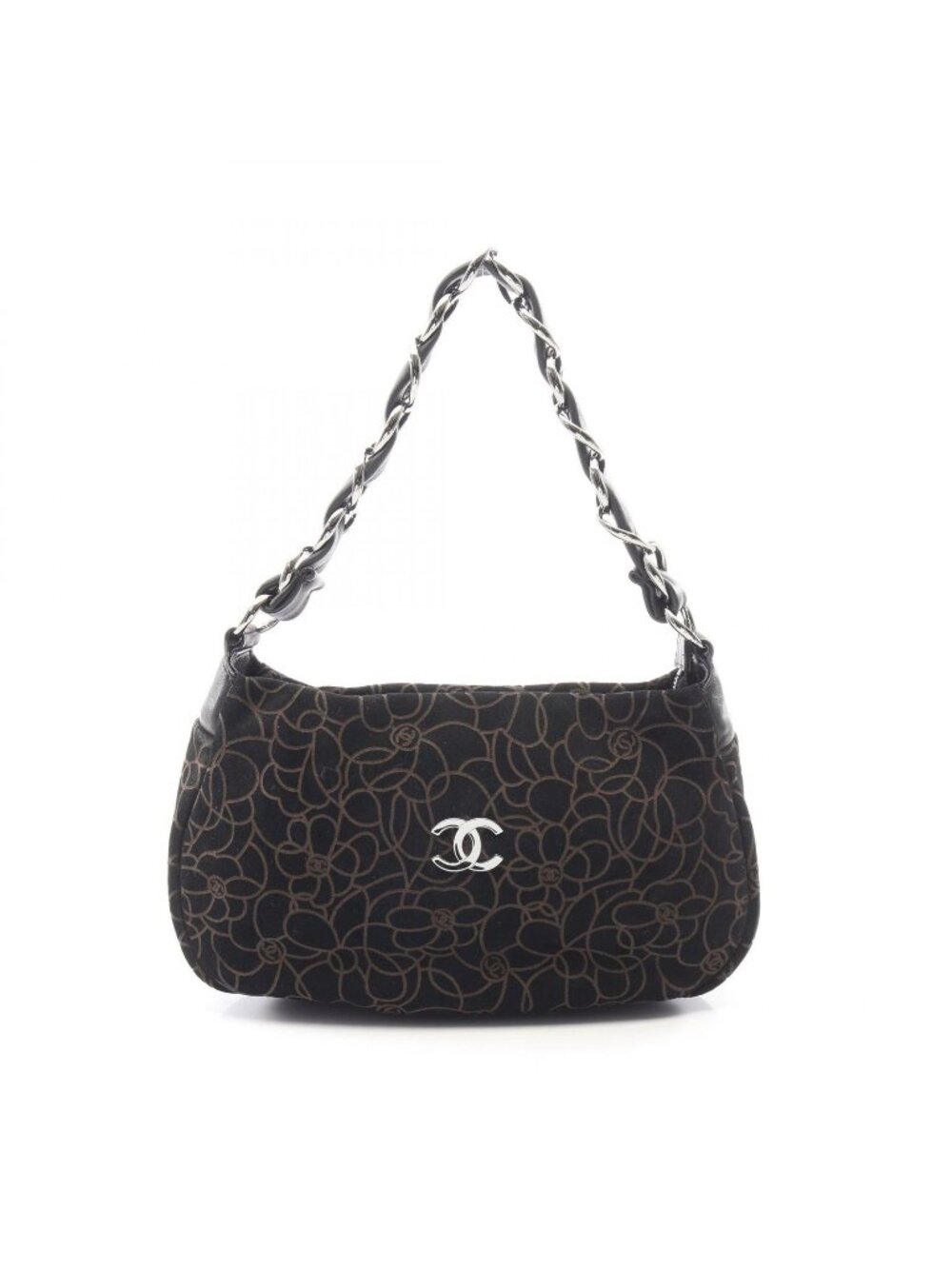 Chanel Handbag Camellia Black Suede Lambskin Chain Bag